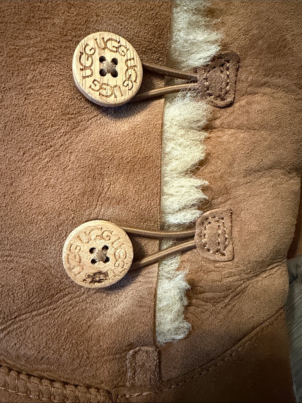 UGG Chestnut Tall Triple Button Sheepskin Boots - Picture 6 of 12